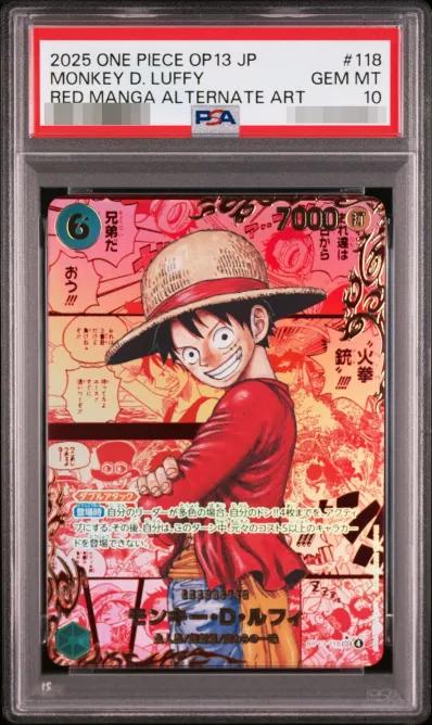 〔PSA10鑑定済〕モンキー・Ｄ・ルフィ(レッドパラレル/漫画背景/漫画絵)