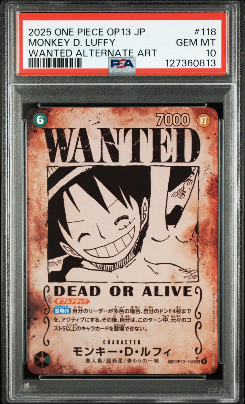 〔PSA10鑑定済〕モンキー・Ｄ・ルフィ(パラレル/手配書)