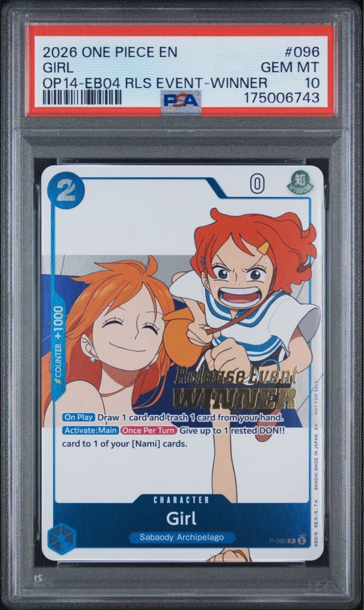 PSA 10 · Nami Girl P-096 English Version EVENT WINNER