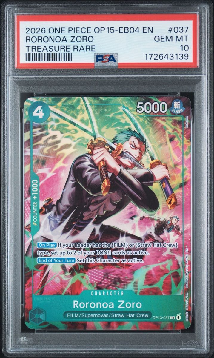 PSA 10 · Roronoa Zoro TR English Version Treasure Rare